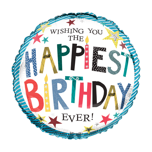 Simon Elvin Happiest Birthday 18" Foil Balloon