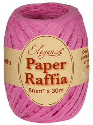 Eleganza Paper Raffia Ribbon Fuchsia 8mm x 30M
