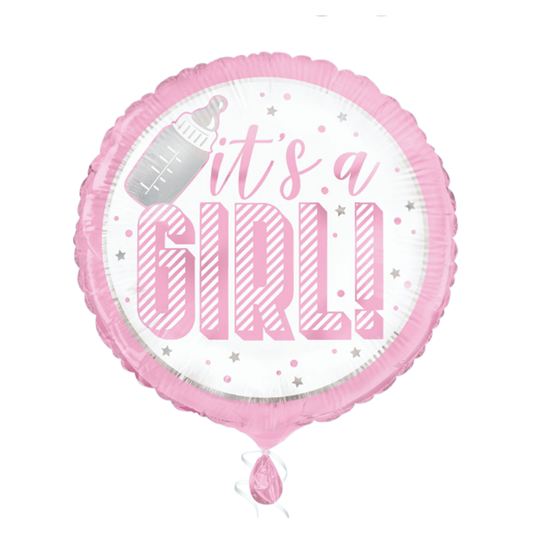 Unique It's A Girl Bottle Pink 18" Foil Balloon