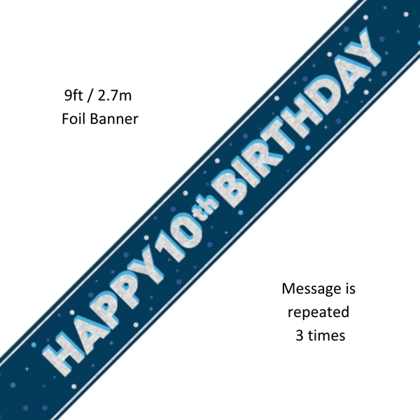 Unique Banner Blue Glitz Age 10 9ft