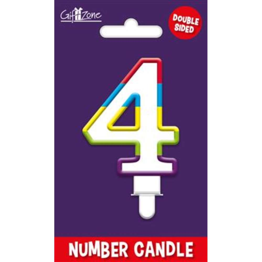 Giftzone Party Candle Number 4 Glitter Rainbow