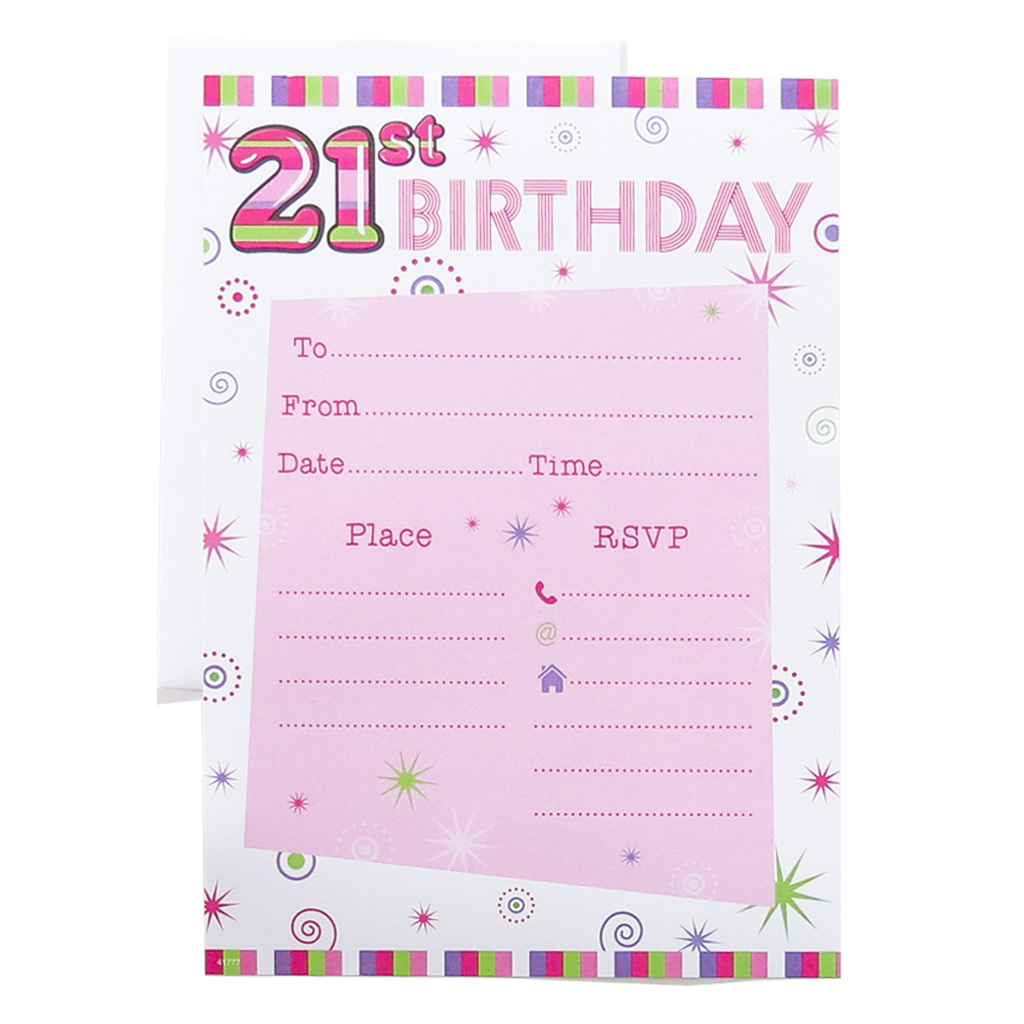 Age 21 Male Birthday Invitations 10x20pk