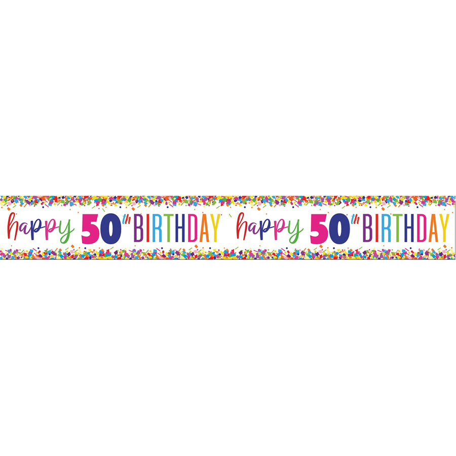 Unique Banner Bright Confetti Age 50 9ft