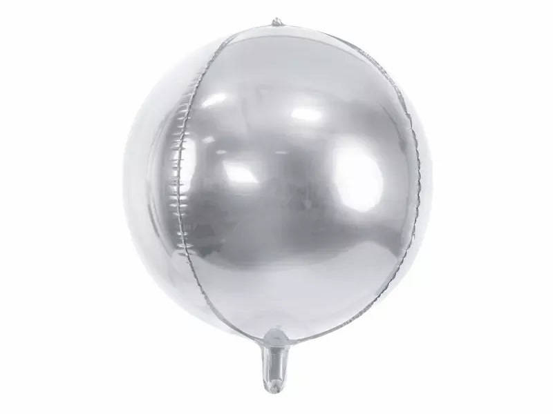 PartyDeco Metallic Silver Ball 16" Foil Balloon