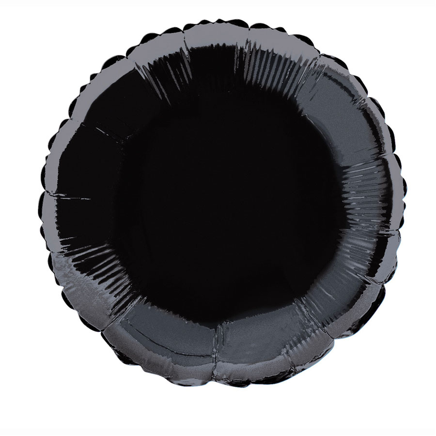 Unique 12 Pack Foil Balloon Black Round 18
