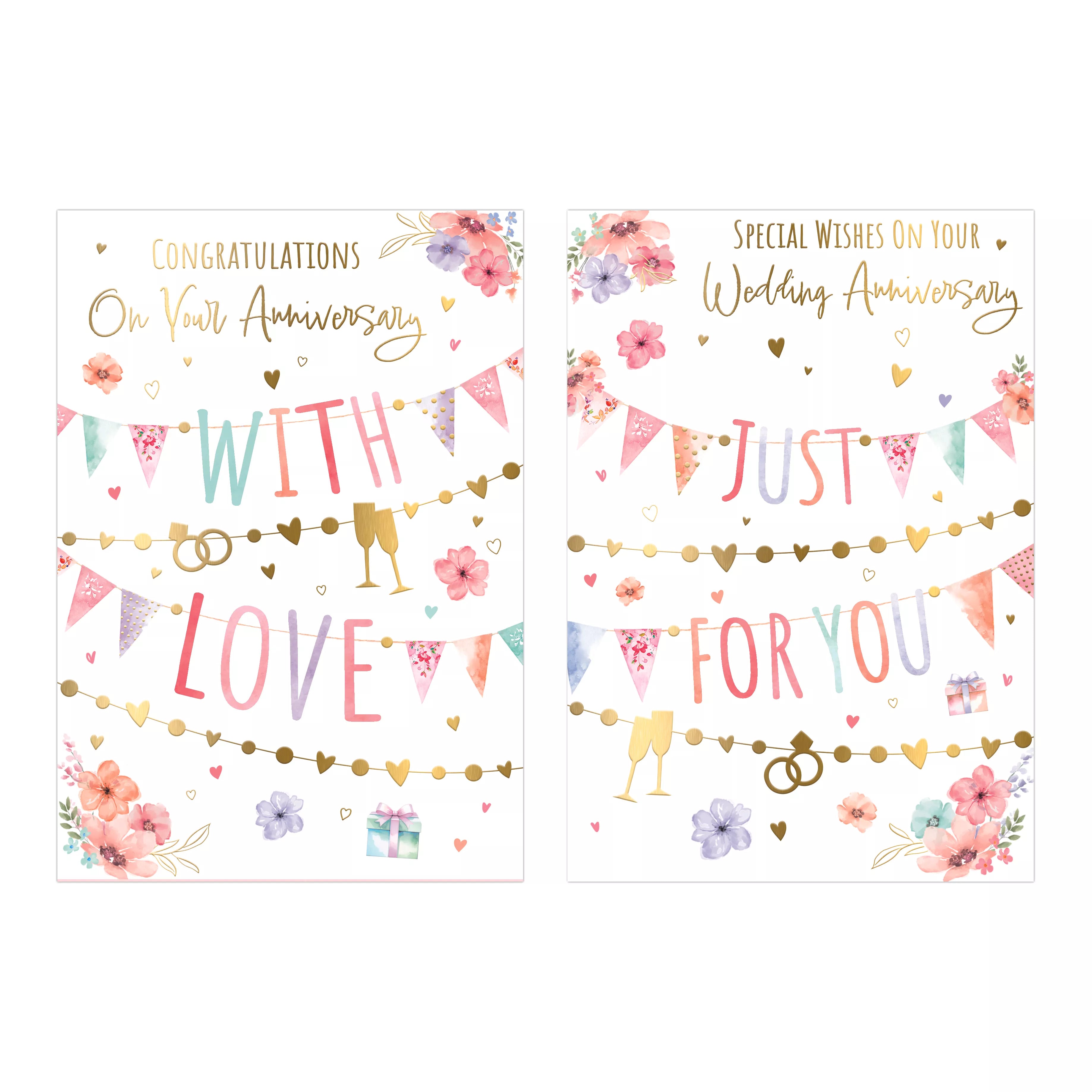 Poppyhill 12-pack C50 anniversary greeting cards featuring elegant designs for celebrating special occasions.