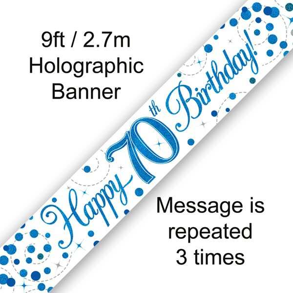 Oaktree Banner Sparkling Fizz Age 70 Blue 9ft