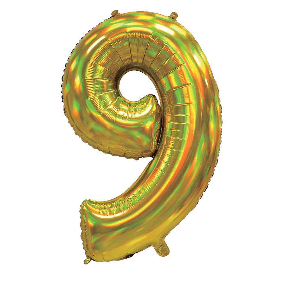 Sensations Foil Balloon Gold 30" Number 9