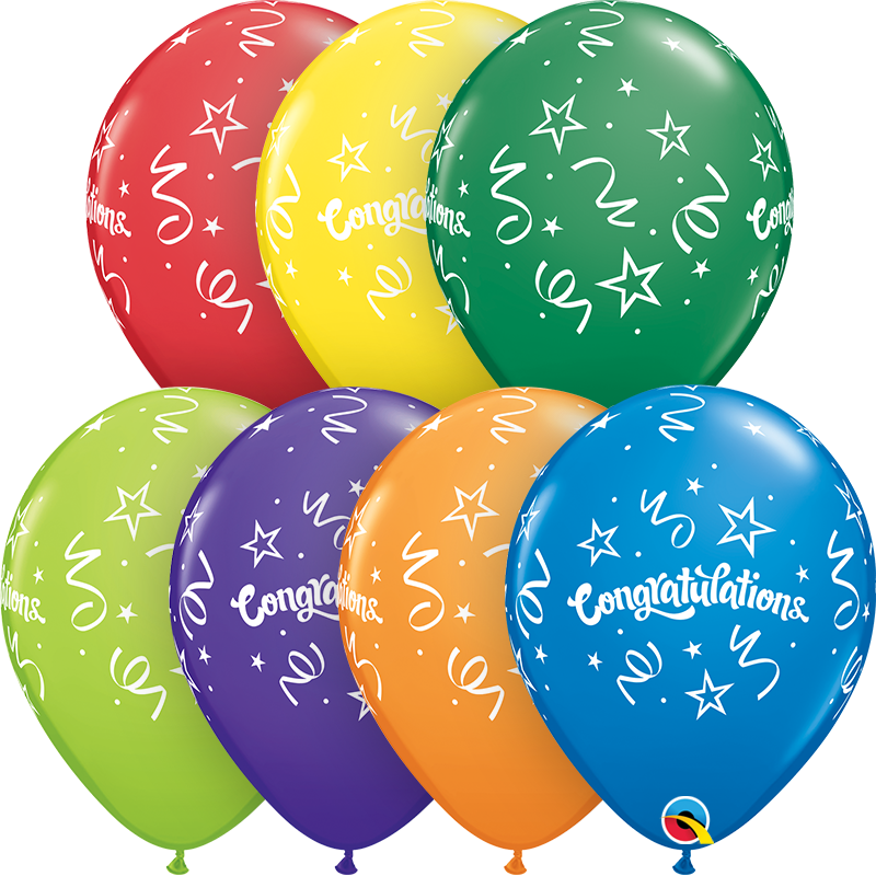Qualatex Congrats Carnival Asst 11" Latex 25pk