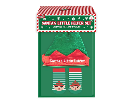 Hat & Sock Set Santa's Little Helper 0-12months