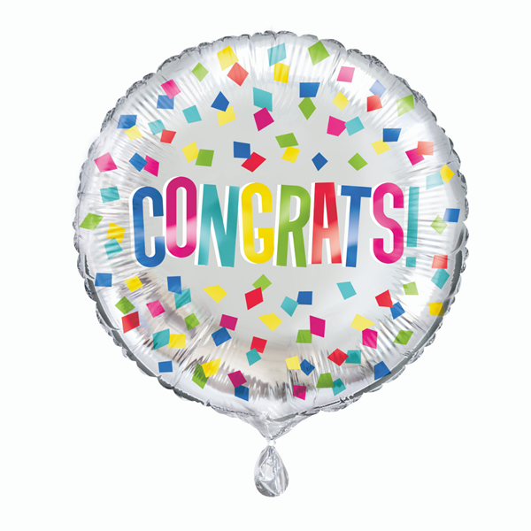 Unique Foil Balloon Congrats Colourful 18"
