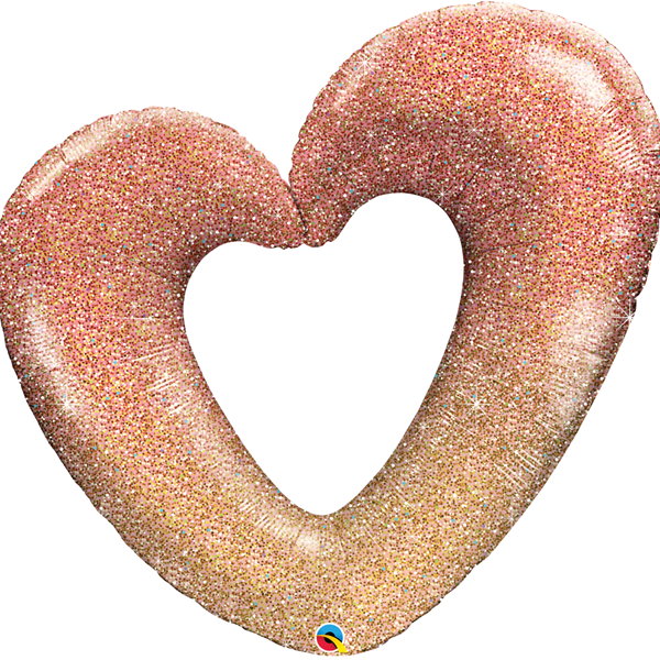 Rose Gold Glitter Ombre Heart 42" Foil Balloon