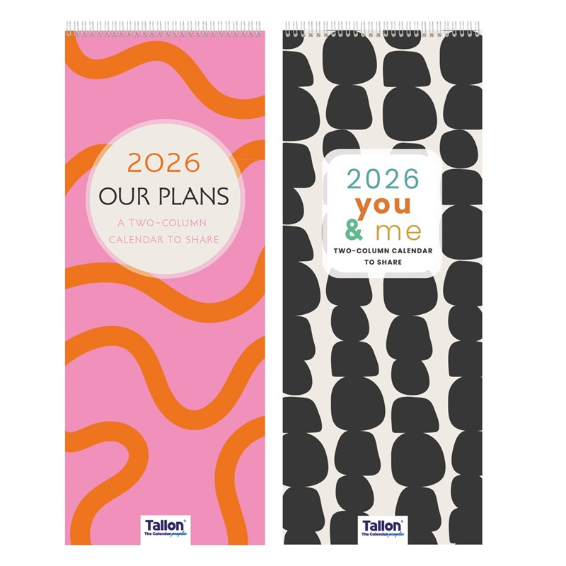 Tallon 24-pack calendar with two-column, super slim design, featuring a sleek and modern layout for organized planning.