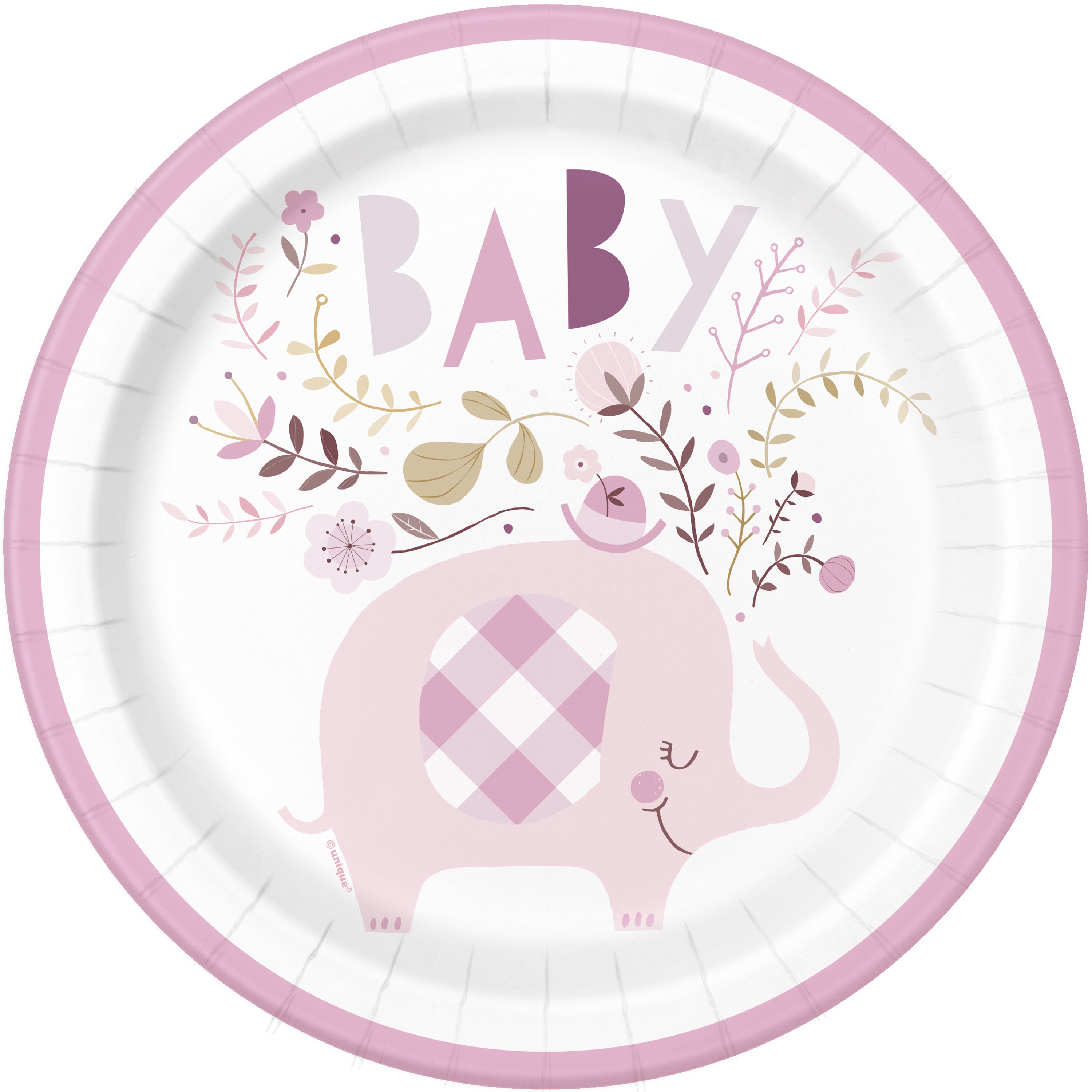 Unique 8 Pack Plates Pink Floal Elephant 9
