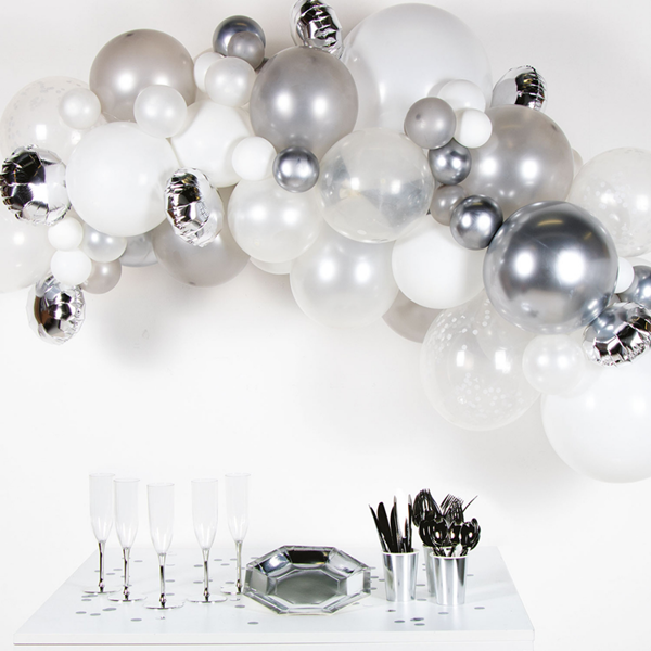 Silver DIY Foil Latex Balloon Garland Kit