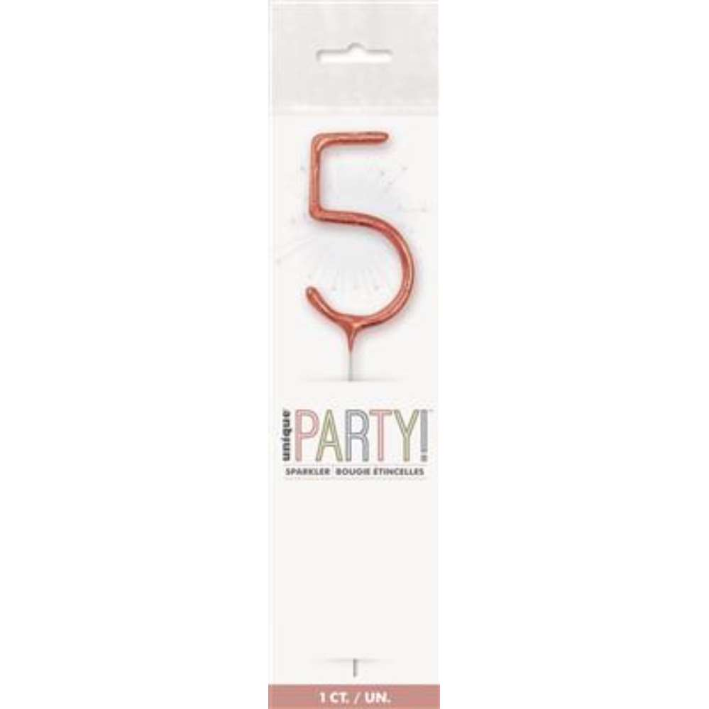 Unique Party Candle Sparkler Number 5 Rose Gold 7