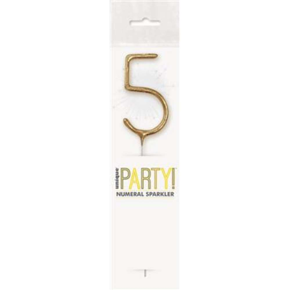 Unique Party Candle Sparkler Number 5 Gold 7