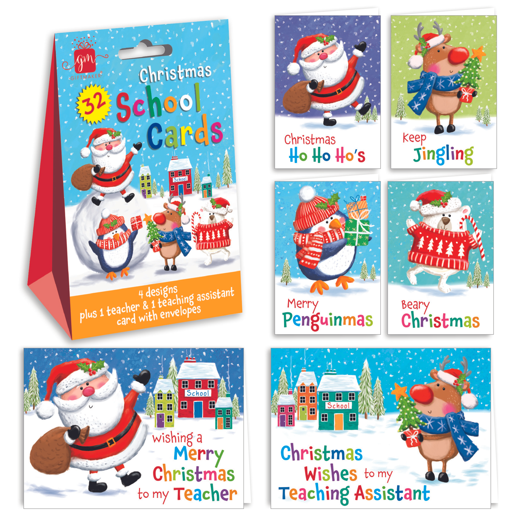 Christmas Cards Santa & Friends 32pk