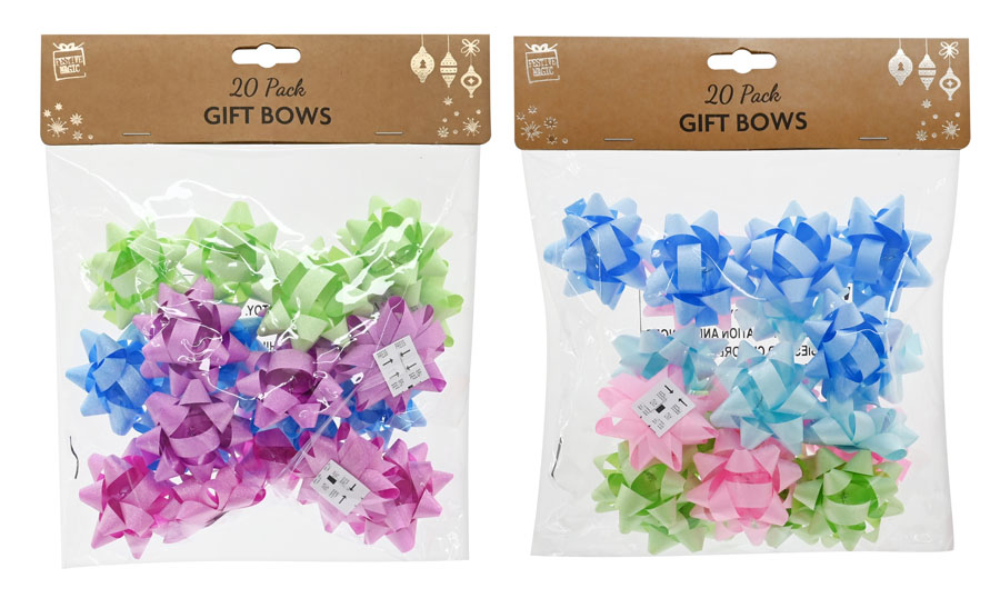 Gift Bows Glitter Macaron 20pk (Colours Vary)