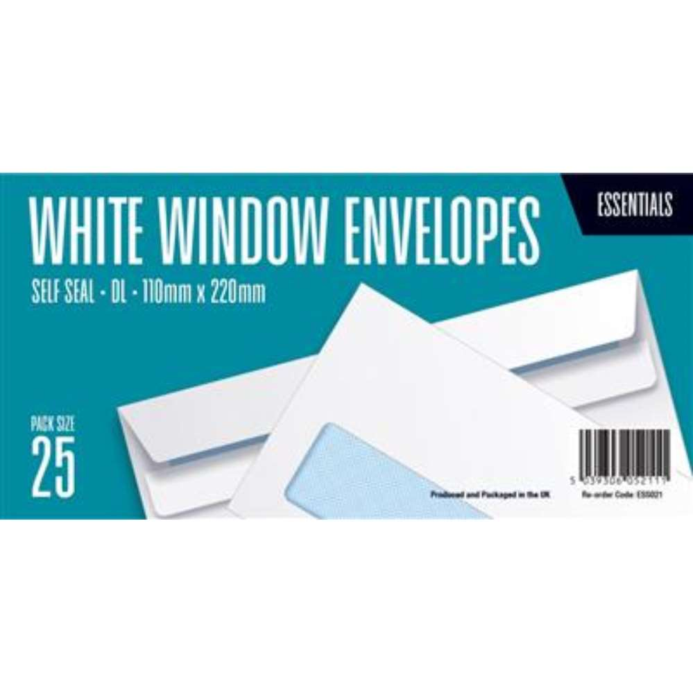 Essentials Self Seal DL Window Envelopes 25pk
