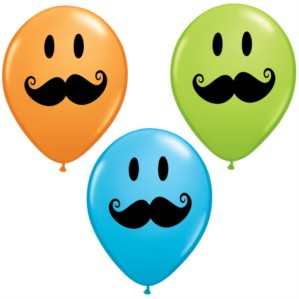 Smiley Face Moustache 11" Latex Balloons 50pk