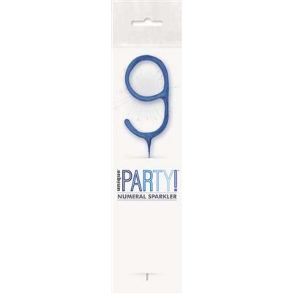 Unique Party Candle Sparkler Number 9 Blue 7