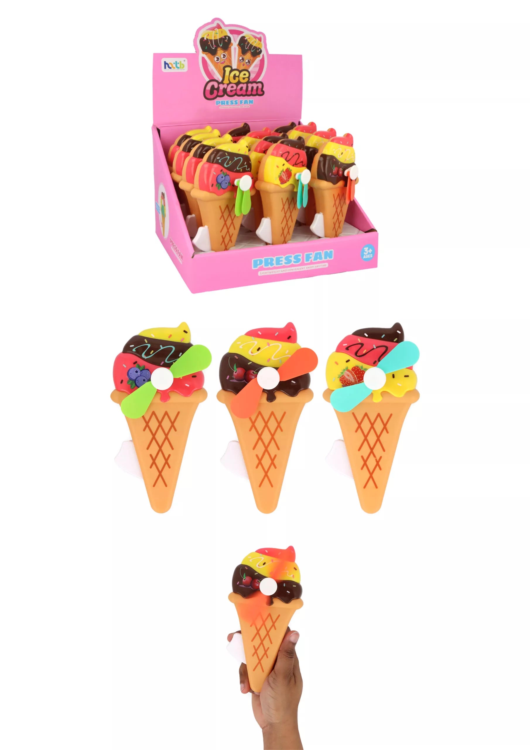 Ice Cream Manual Hand Fan (Colour May Vary)
