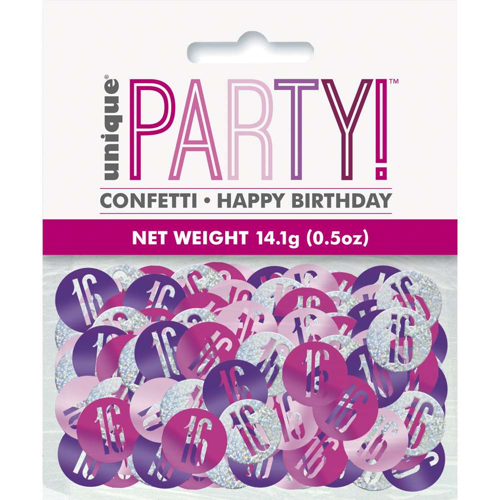 Pink Glitz 16th Birthday Foil Confetti 14g