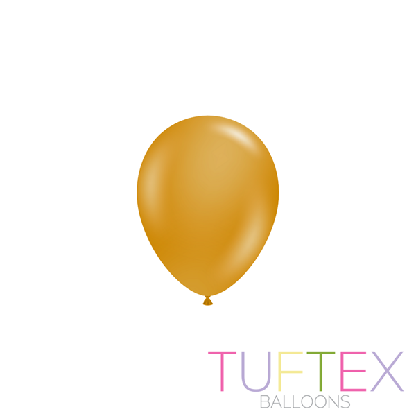 Tuftex Metallic Gold 5-inch latex balloons, 50-pack, decorative balloons for celebrations and parties.