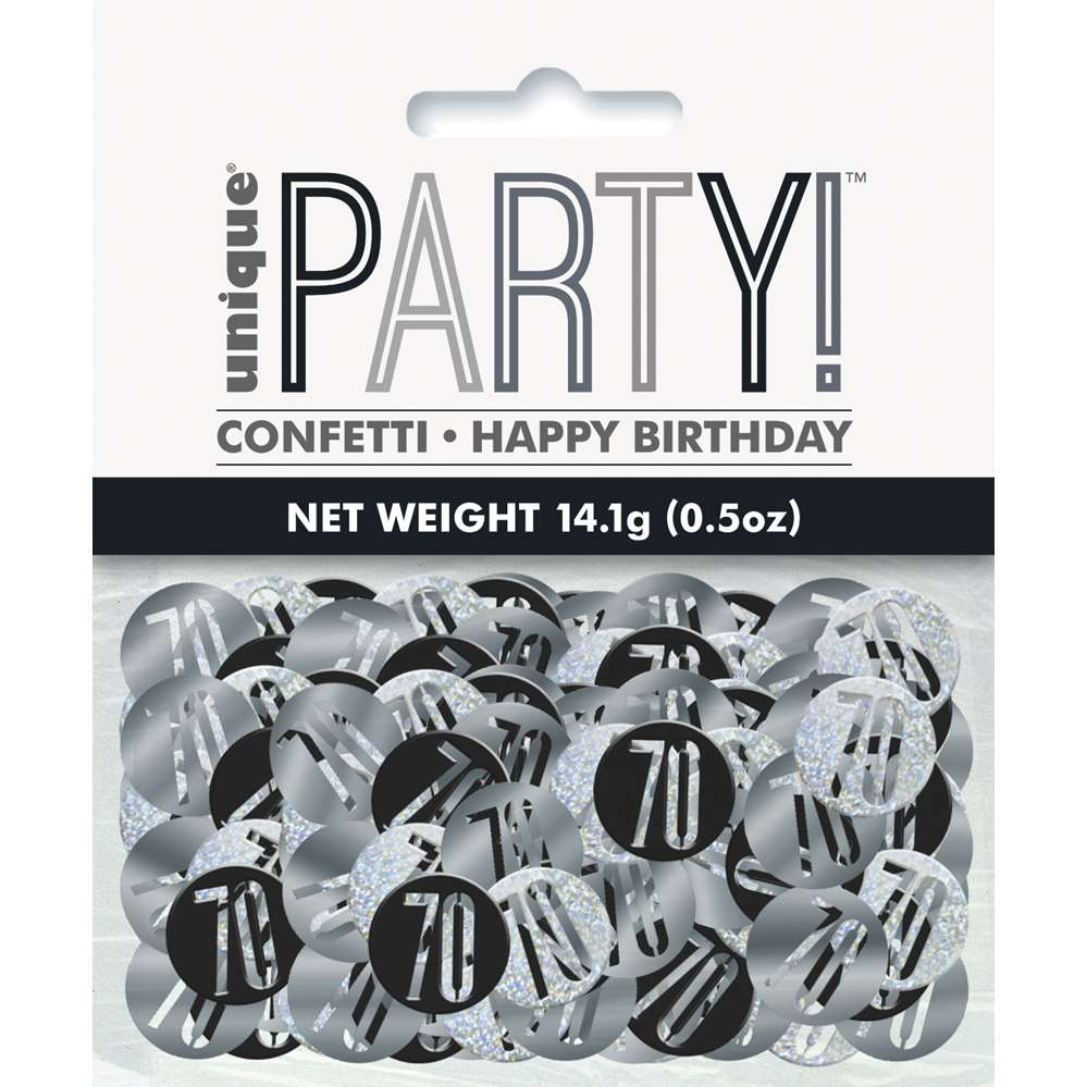Black Glitz 70th Birthday Foil Confetti 14g
