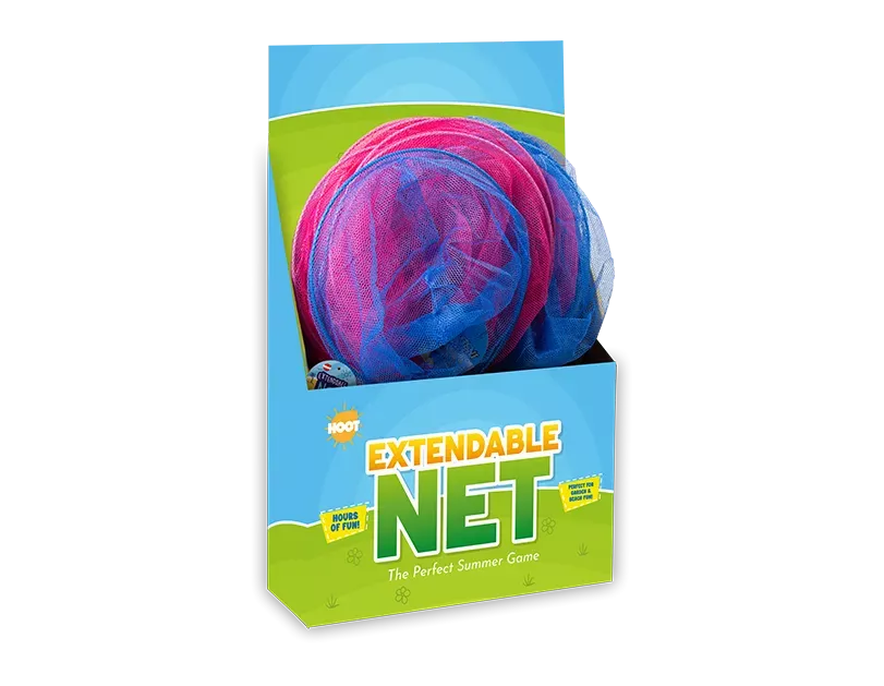 Extendable net toy by Gem Imports, with colorful mesh that can be expanded or retracted for versatile play and outdoor fun.