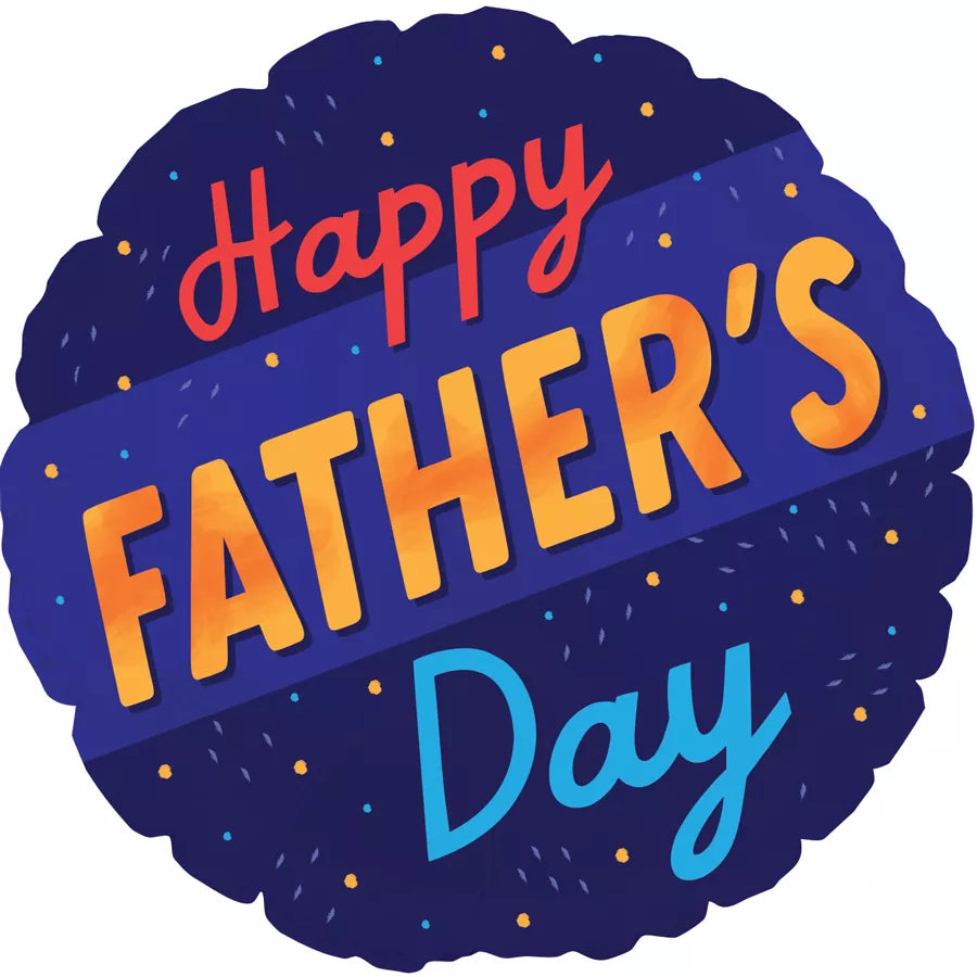 TRI Foil Balloon for Father's Day, 17-inch striped design, celebratory foil balloon with "Father's Day" theme.