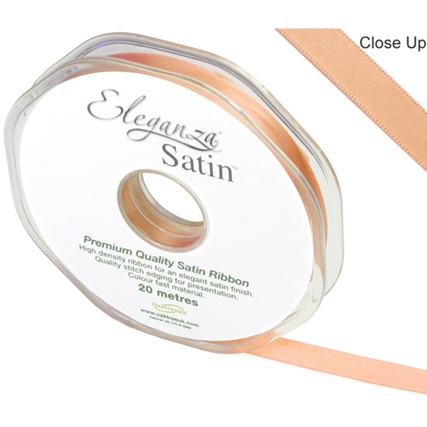 Eleganza Satin Ribbon Peach 10mm x 20m