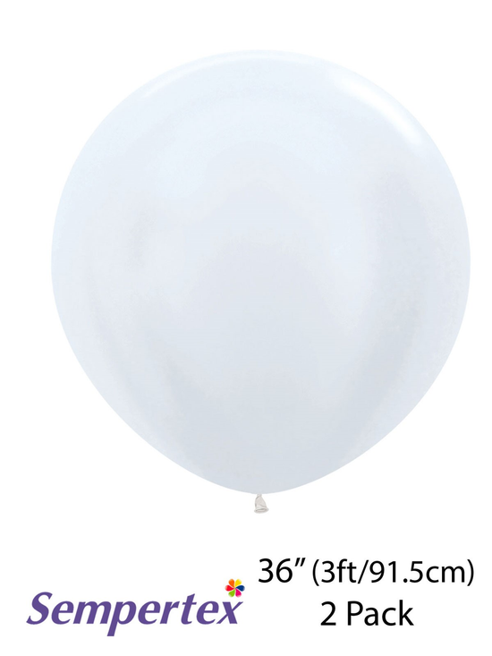 Sempertex Satin White 36" (3ft) Latex Balloons 2pk