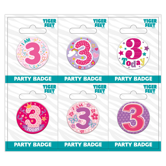 Small Badges Age 3 Female 6pk