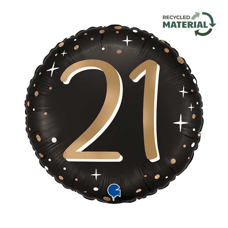 Grabo Age 21 Black & Gold 18" Foil Balloon
