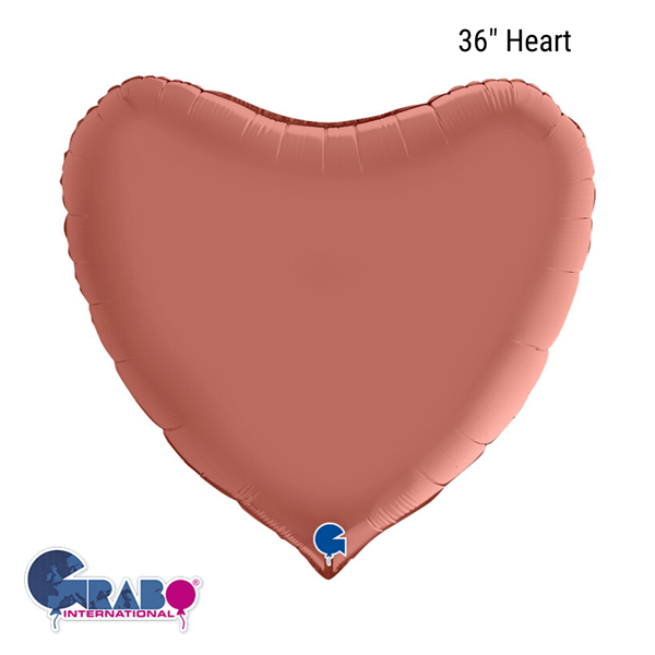 Grabo Foil Balloon Satin Rose Gold Heart 36"