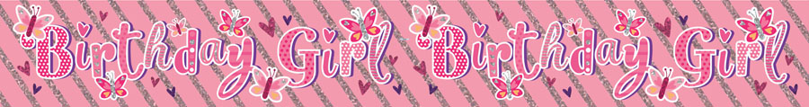 Birthday Girl Pink Banner 2.6M 6pk