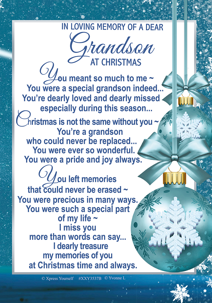 Xpress Yourself 6 Pack Memorial Cards Grandson