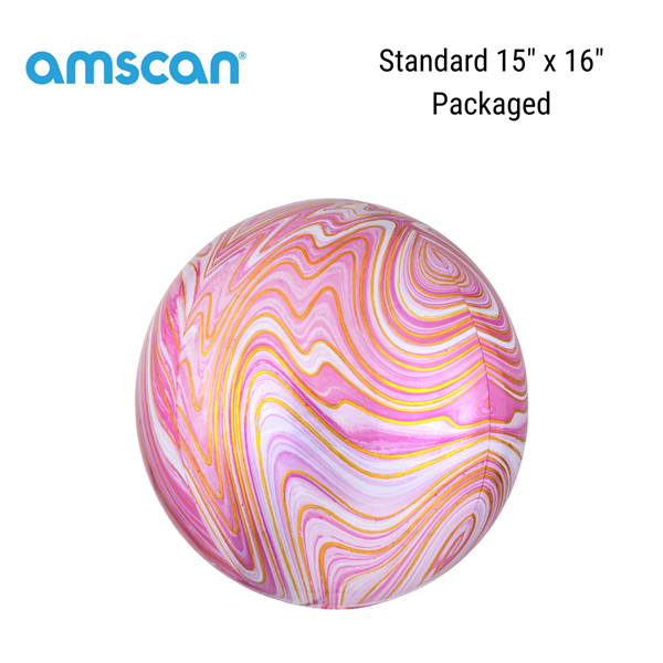 Anagram Pink Marblez Orbz 15" Foil Balloon