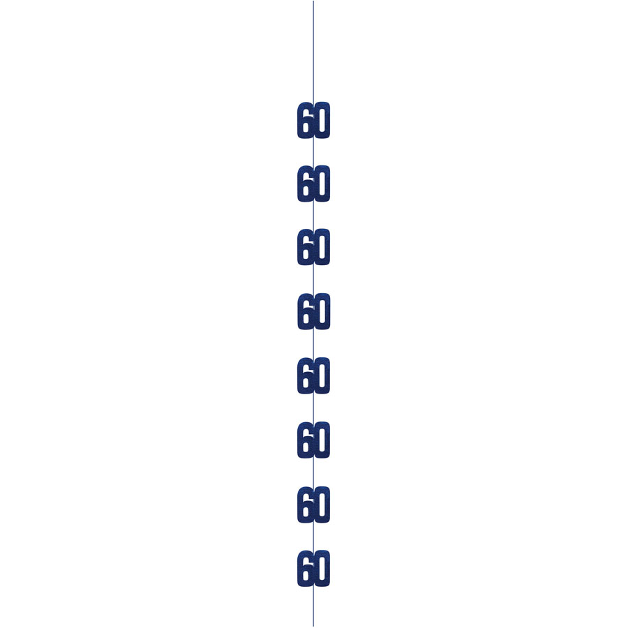Blue 5ft hanging decor with "Age 60" glitter design for party decorations by Unique, perfect for milestone celebrations.