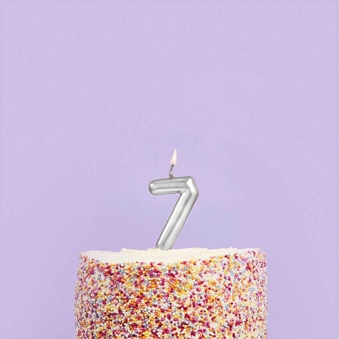 Hootybaloo Party Candle Number 7 Metallic Silver
