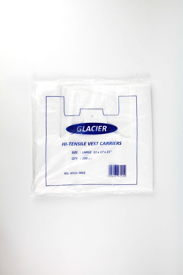 Magnum 100 Pack Carrier Bag White Large 11x17x21