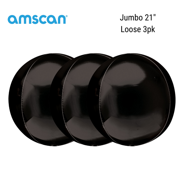 Anagram Pastel Black 21" Jumbo Orbz Balloon 3pk