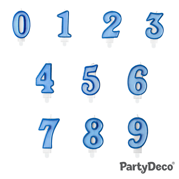 PartyDeco Party Candle Number 8 Blue 7cm