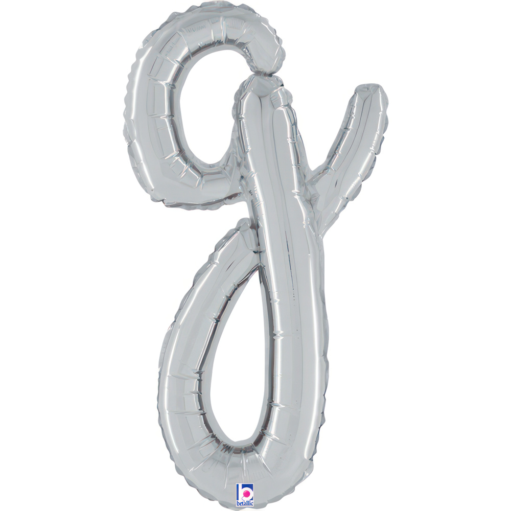 Grabo Foil Balloon Silver Script 14" Letter G