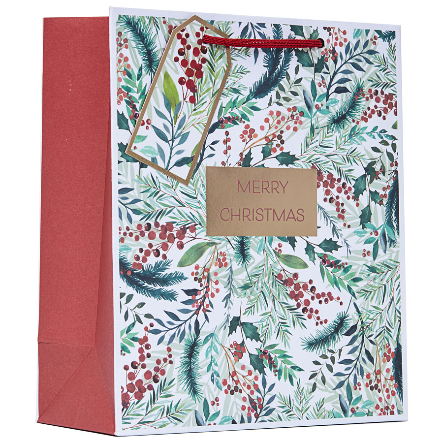 Partisan 6 Pack Gift Bag Festive Foliage Medium
