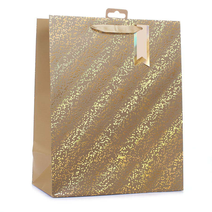 Tiger Feet 6 Pack Gift Bag Gold Sparkle Small