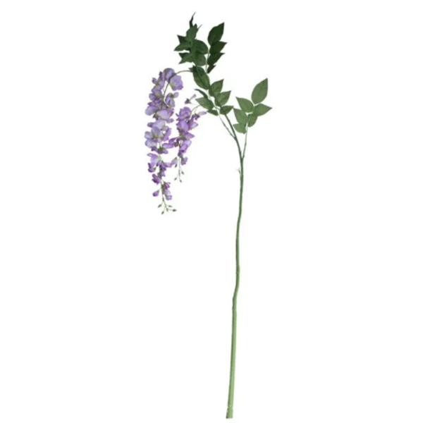 Wisteria Flower Spray With Leaves Lilac 1.2M