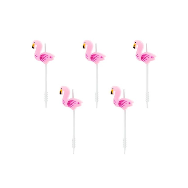 PartyDeco 5 Pack Party Candle Flamingo